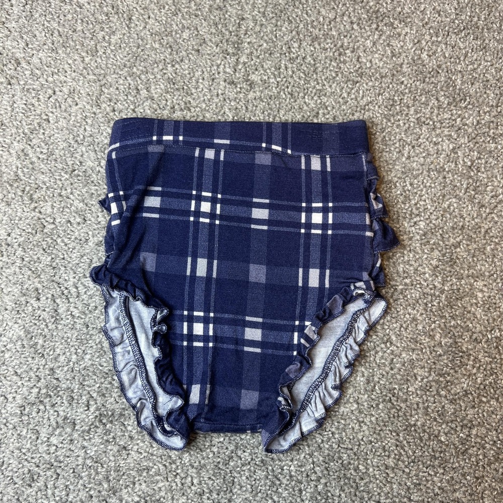 Posh Peanut Ruffle Plaid Bloomer 18-24 Months Girl‎ Navy Blue Diaper Cover Soft